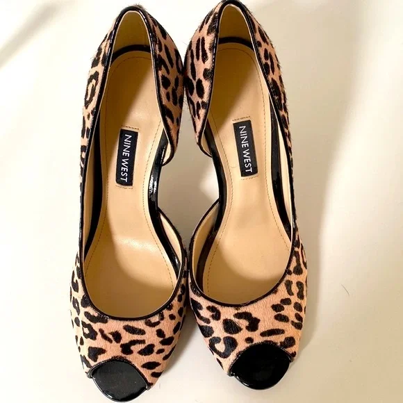 Nine West Calf Hair Leopard  Peep Toe Heels! - Picture 4 of 6